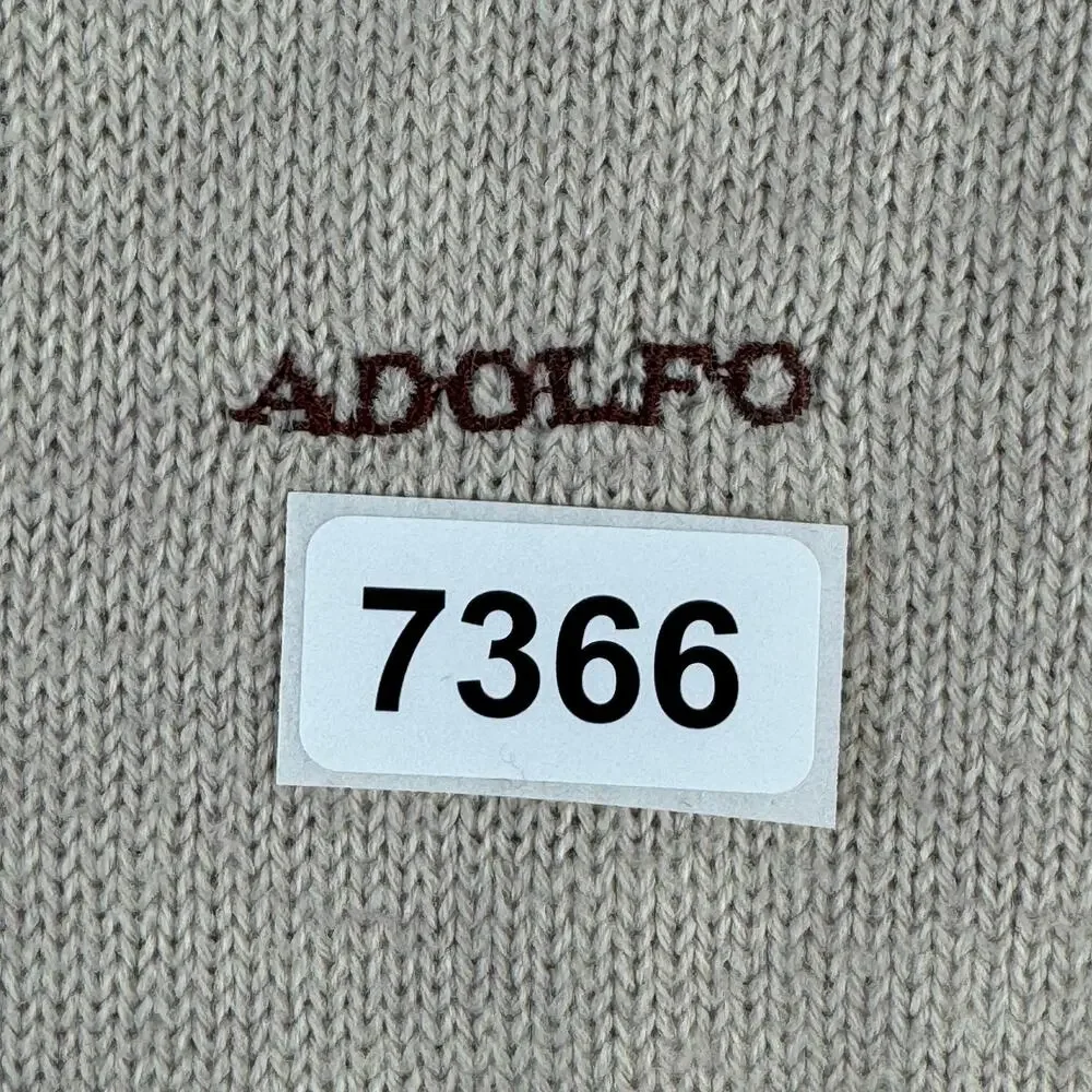 VTG Adolfo Tan Cashmere Touch Embroidered Turtleneck Knit Sweater Size Large - Picture 11 of 11